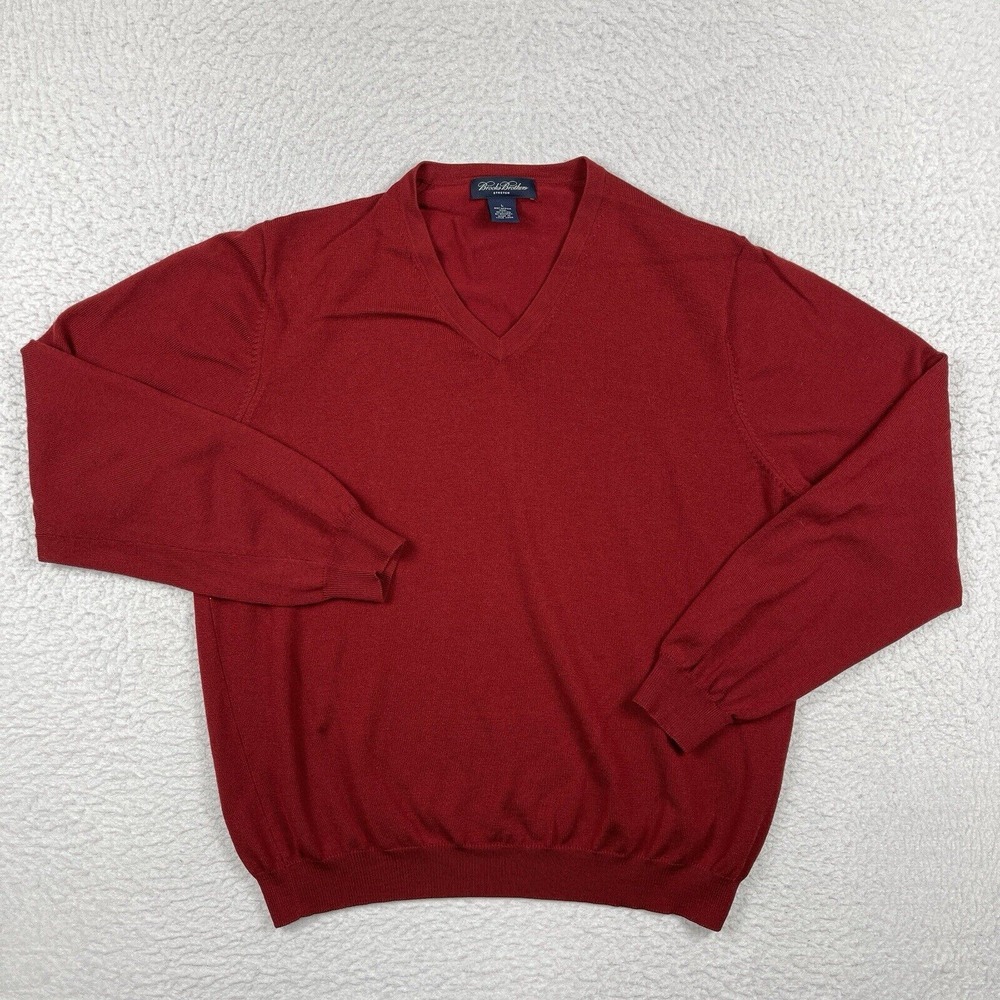 Brooks Brothers Sweater Mens Large Red Stretch Merino Blend Vintage Hong‎ Kong